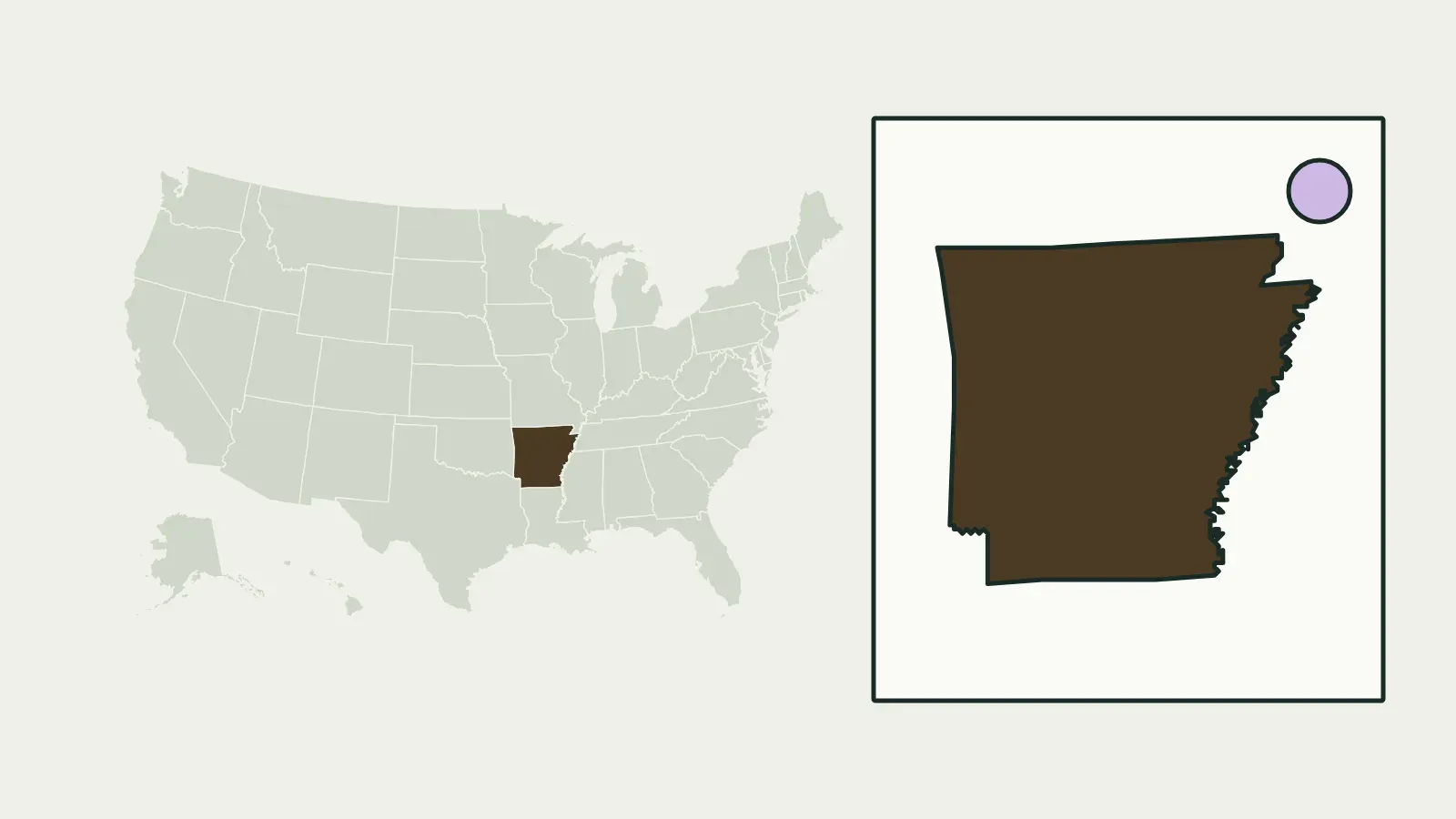 Map of the United States with Arkansas highlighted
