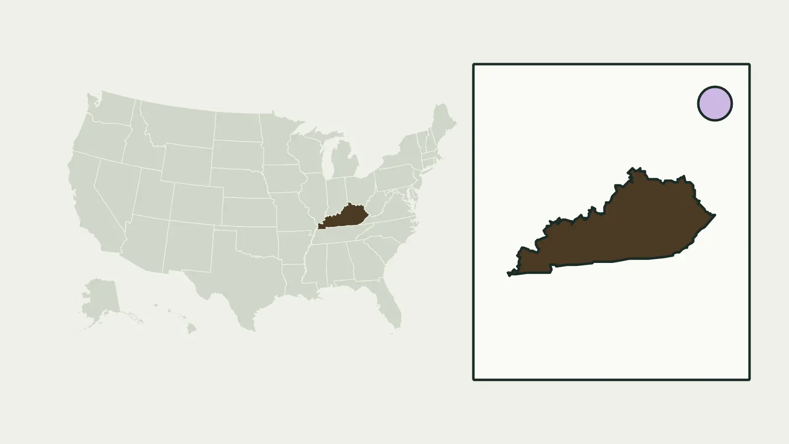 Map of the United States with Kentucky highlighted