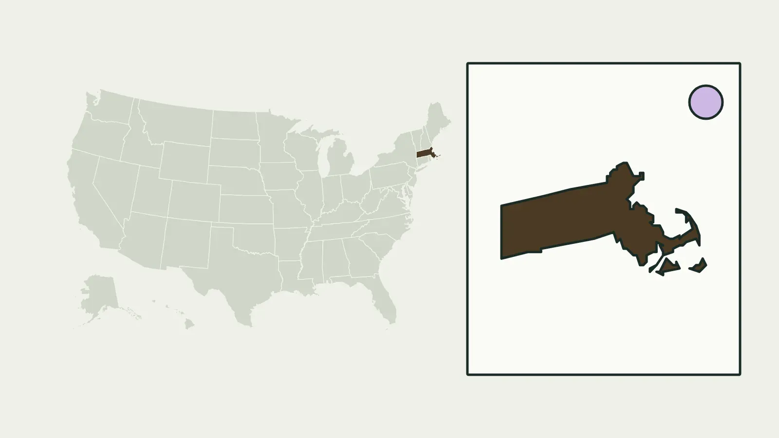 Map of the United States with Massachusetts highlighted