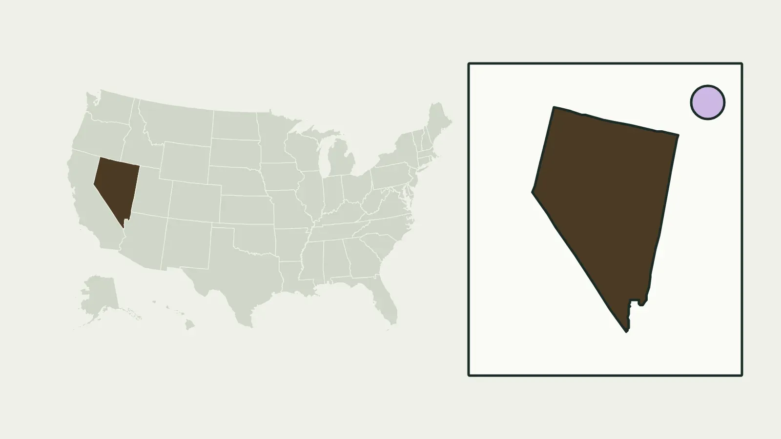 Map of the United States with Nevada highlighted
