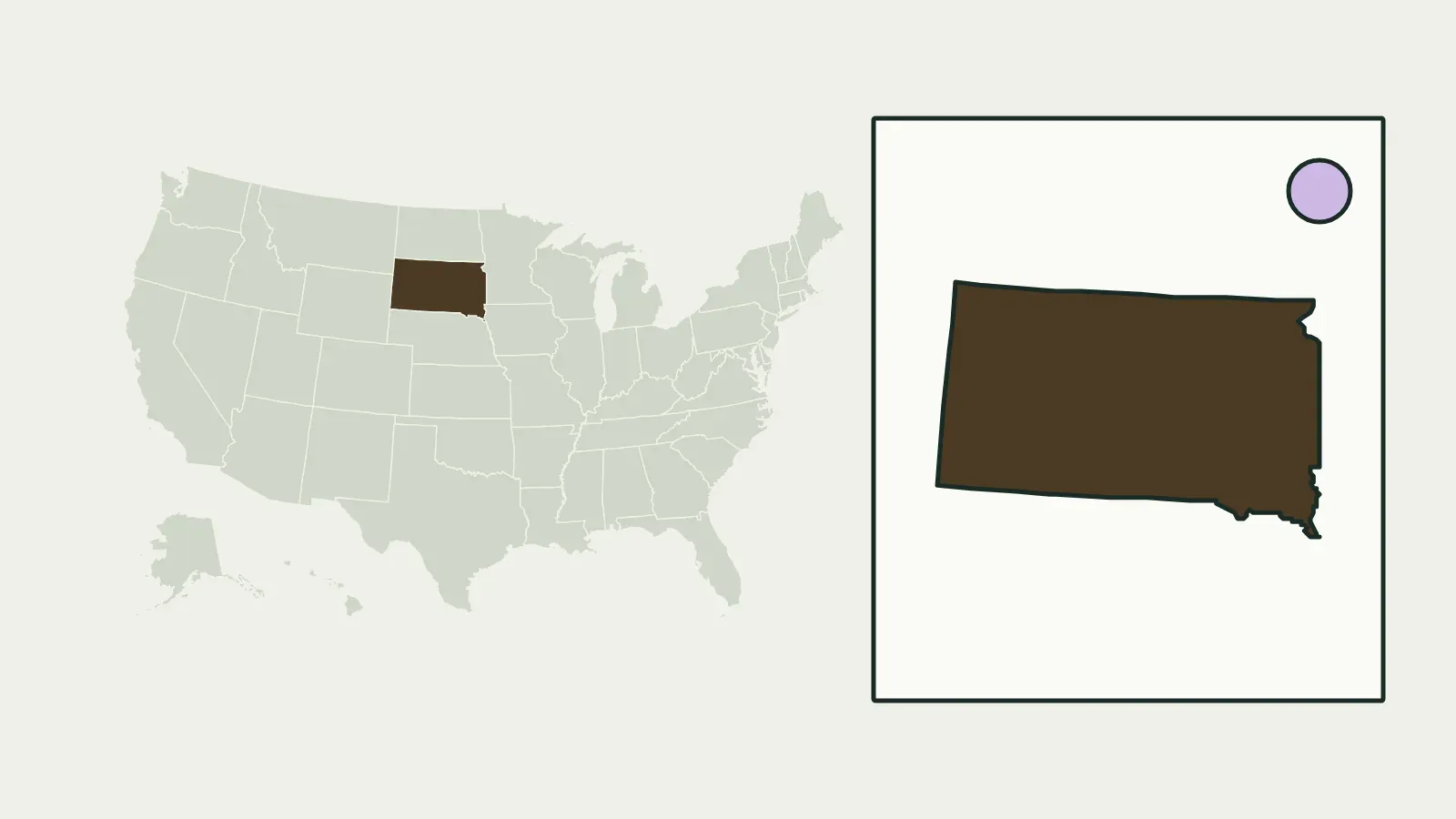 Map of the United States with South Dakota highlighted