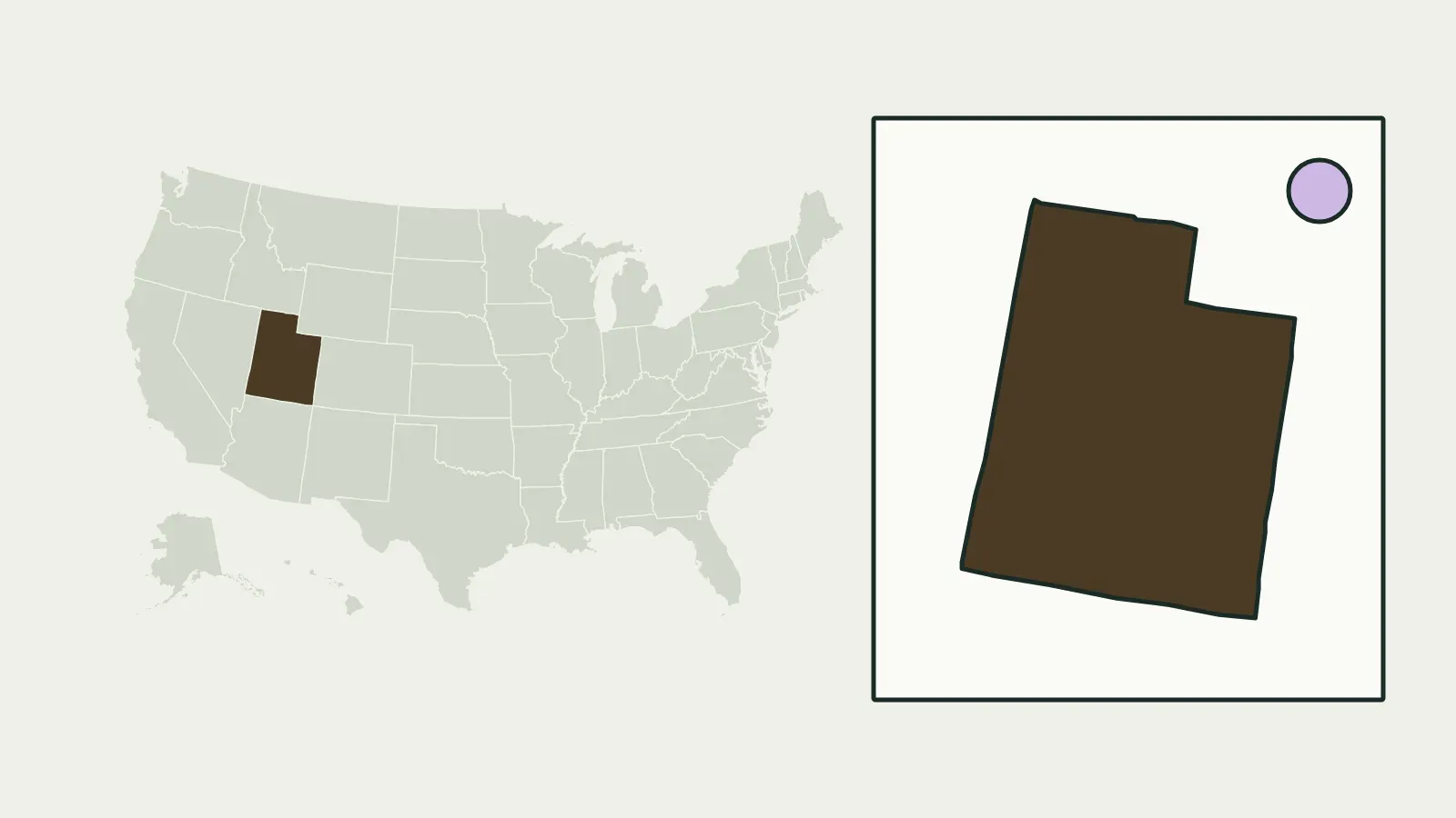 Map of the United States with Utah highlighted
