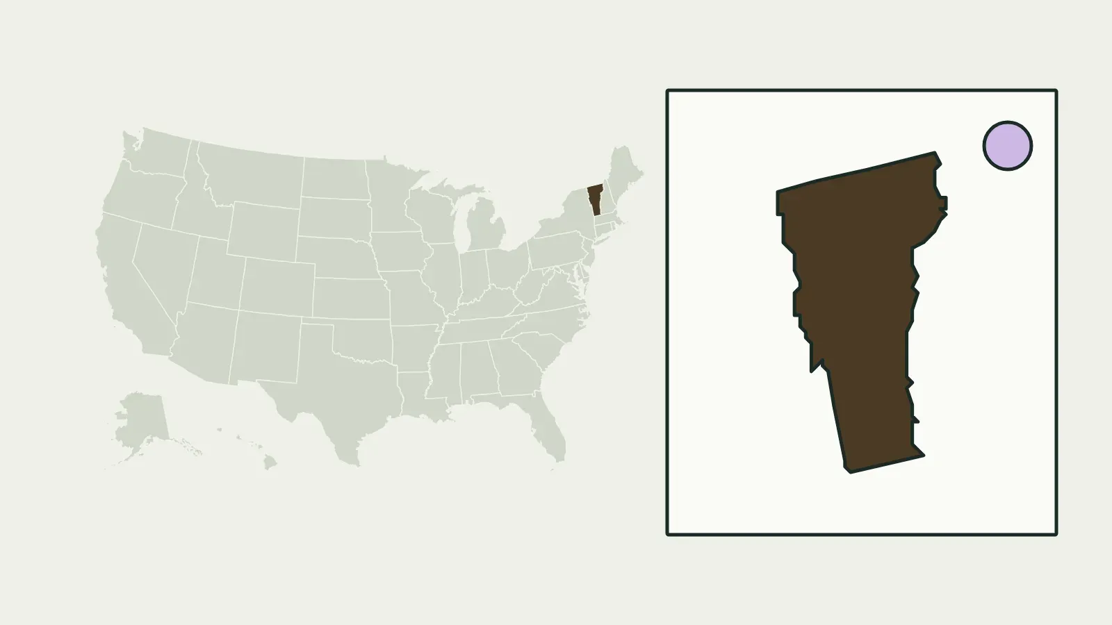 Map of the United States with Vermont highlighted
