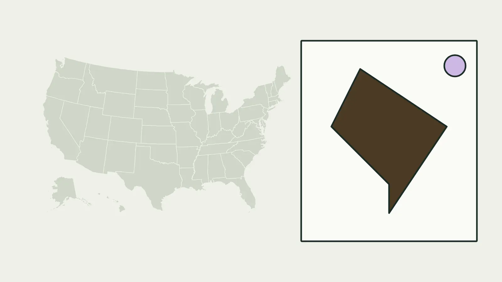 Map of the United States with Washington, D.C. highlighted