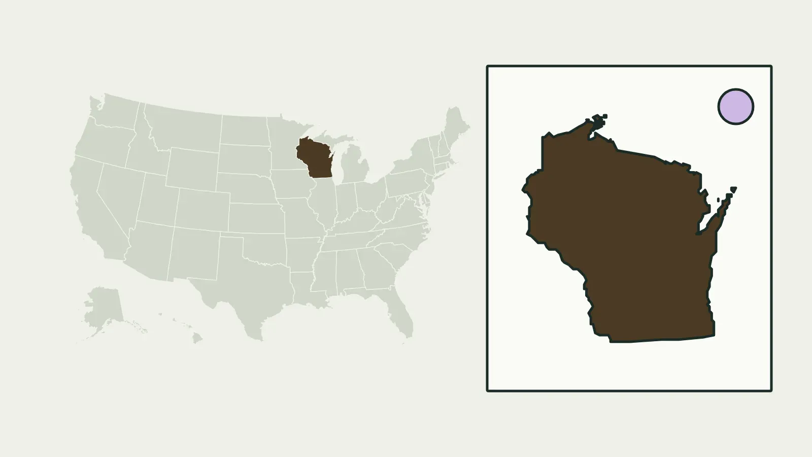 Map of the United States with Wisconsin highlighted